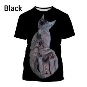 2022 Summer 3D T-shirt Personality Animal Sphinx Cat Print Short-sleeved T-shirt Men and Women Tops XS-5XL