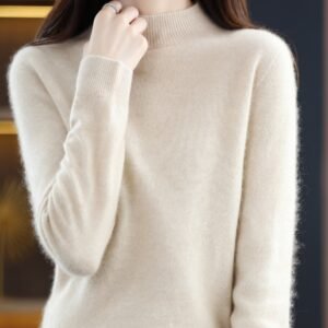 2022One-Line Ready-To-wear Merino Wool Women's Half Turtleneck Long-Sleeved Cashmere Sweater Autumn And Winter Bottoming Sweater