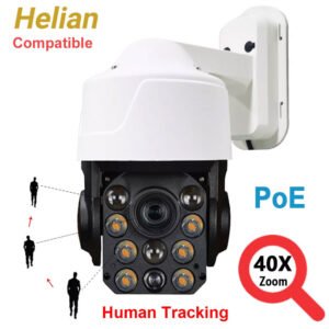 Helian 5MP PoE IP PTZ Security Camera Outdoor AI Human Auto Tracking 40x Zoom Color Night Vision Onvif Hikvision Compatible